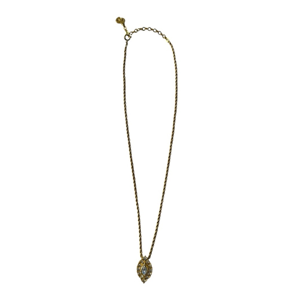 Vintage - CHRISTIAN DIOR Gold Tone Cat Eye Pendant Necklace - Picture 9 of 11